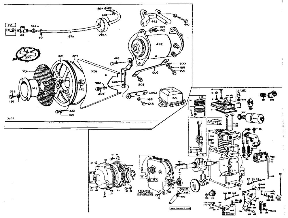 Replacement Parts Diagram and Parts List for 145400-145454 0110 - 0148 Briggs and Stratton Engine
